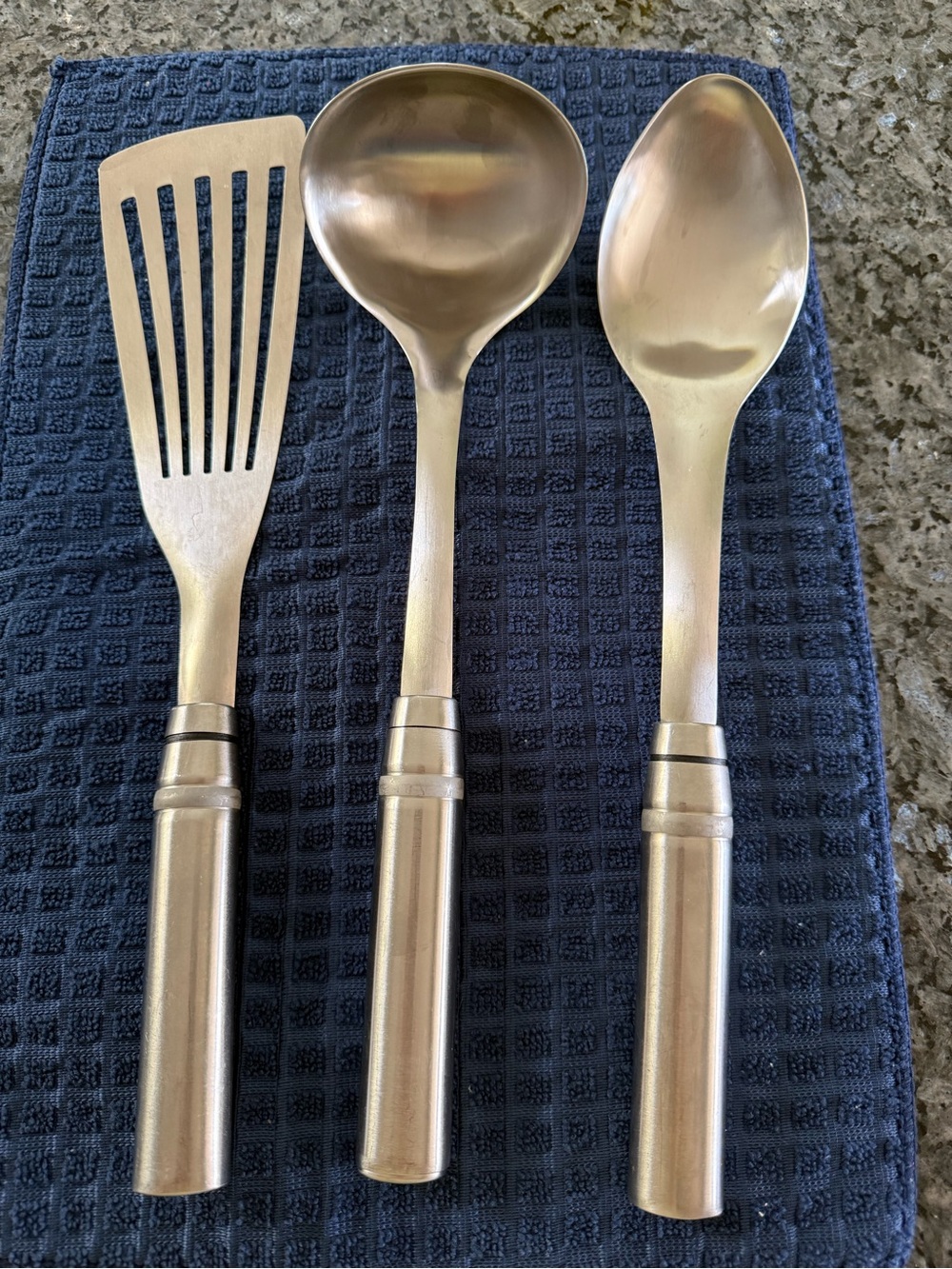 Pampered Chef Silver Stainless Steel 3-Piece Serving Utensil Set